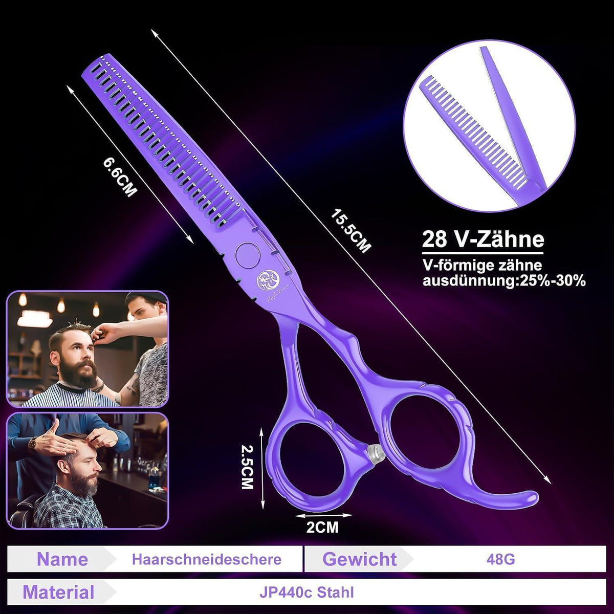 Professionelles Friseurschere Set Lila 6 Zoll mit Effilierschere