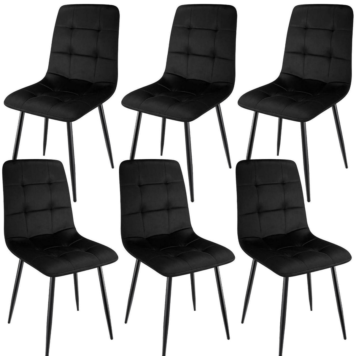 Esszimmerstühle 6er Set, gepolsterte Samtstühle mit Metallfuß