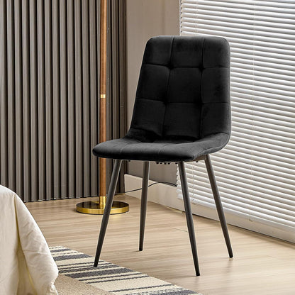 Gepolsterte Esszimmerstühle 2er Set, Schwarz, Samtoptik