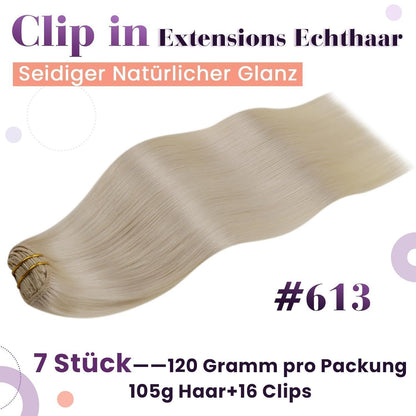 Echthaar Clip-in Extensions Blond 55cm – Remy Tressen #613