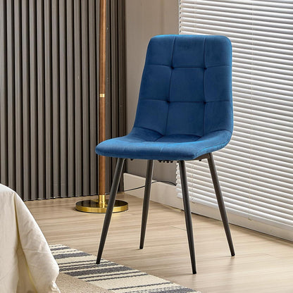 8x Esszimmerstuhl Dunkelblau, Samt & Metallfuß, Ergonomisch
