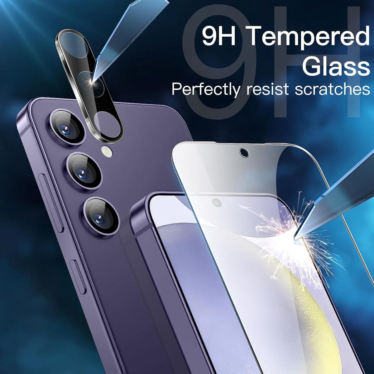Schutzhülle 5in1 für Samsung S24+ mit Displayschutz Cobalt Violet