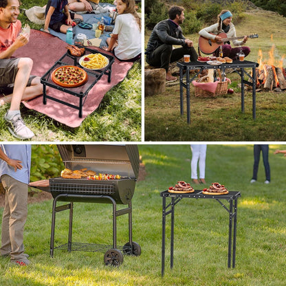Aluminium Campingtisch mit 3 Höhen, 60x40cm, Schwarz
