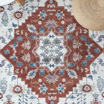 Vintage Kurzflor Teppich Orange 240x340 cm - Flauschig & Rutschfest