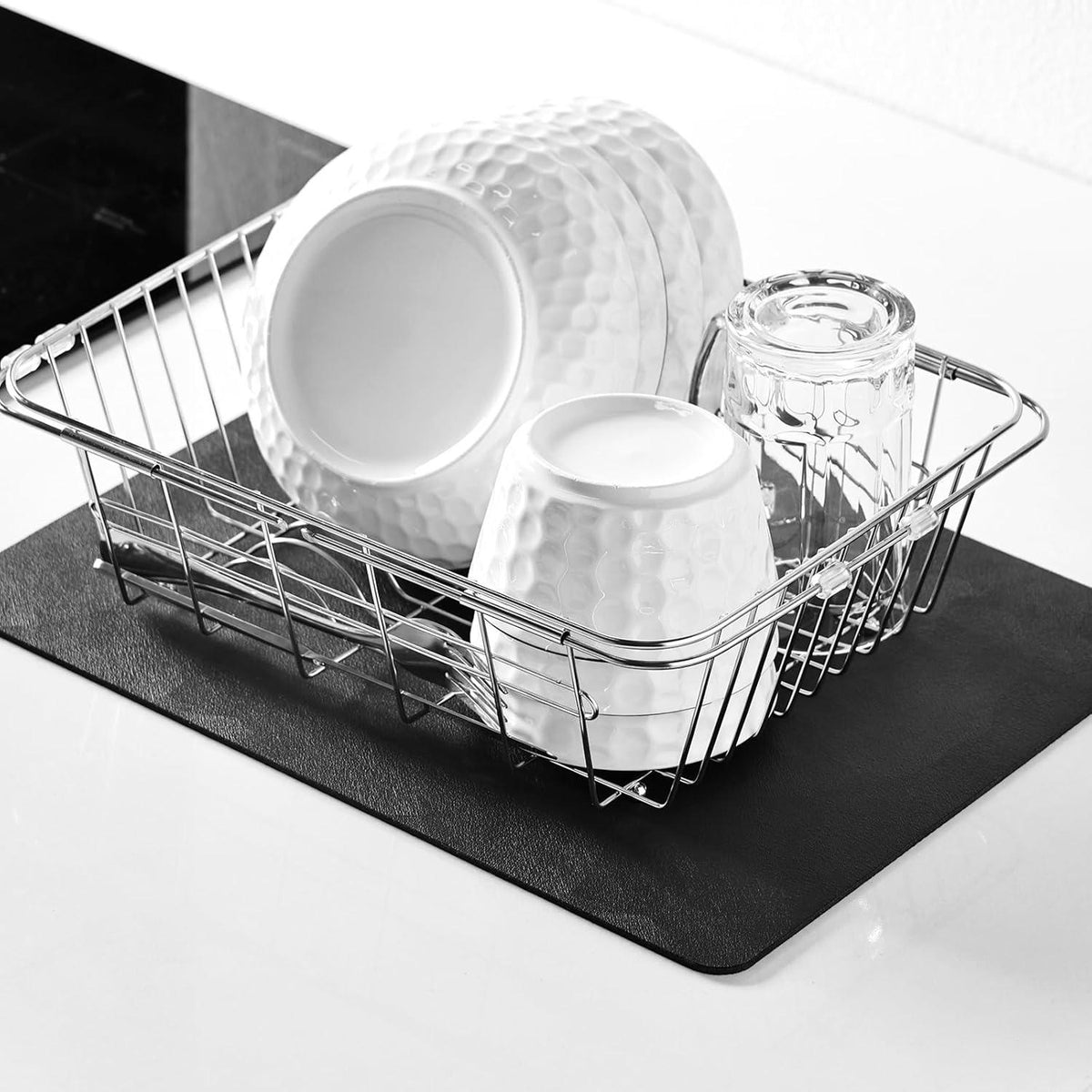 KitchenRaku Abtropfmatte 30x40cm Schwarz Saugstarke Trockenmatte