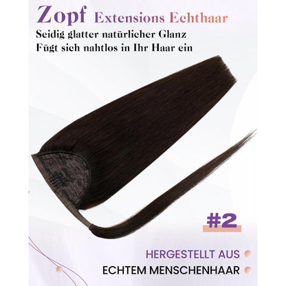 Echthaar Zopfverlängerung Braun 40cm - Pferdeschwanz
