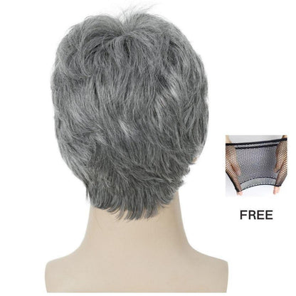 Graue Herren Perücke Kurz Natürliches Aussehen Hitzebeständig