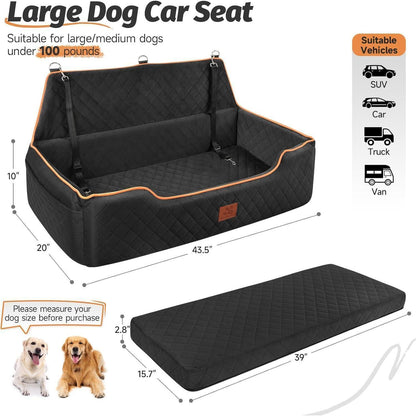 Großes Hundebett für Auto – Memory Foam, Waschbar & Sicher