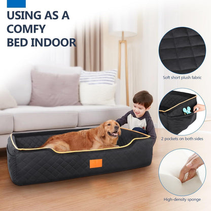 Großes Hundebett für Auto – Memory Foam, Waschbar & Sicher