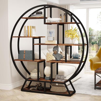 Rundes Bücherregal Industrie-Stil, 5 Etagere, 160cm hoch