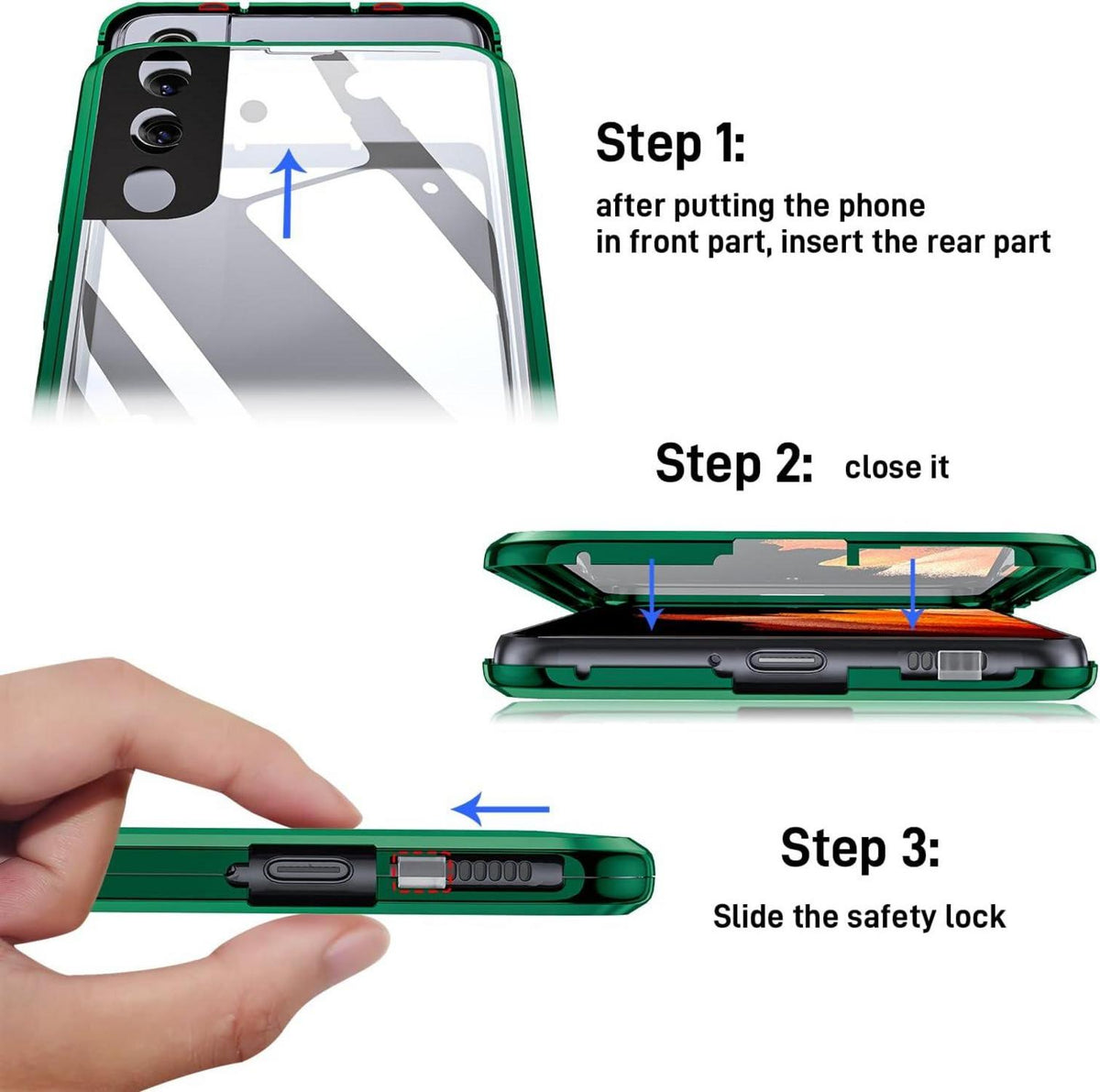 Samsung Galaxy S24 Hülle Magnet Adsorption 360 Grad Schutz Grün