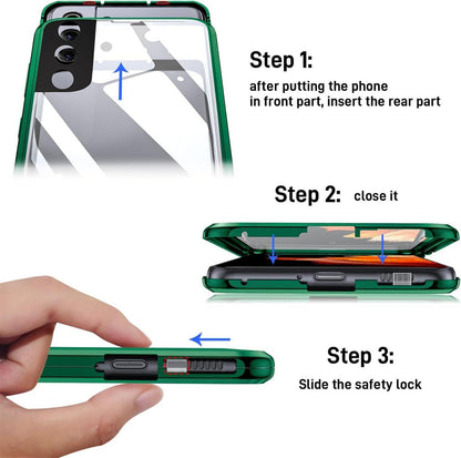 Samsung Galaxy S24 Hülle Magnet Adsorption 360 Grad Schutz Grün