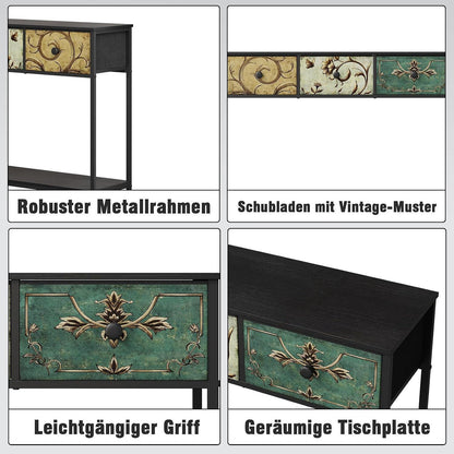 Konsolentisch mit 3 Schubladen – Flurtisch & Beistelltisch Schwarz