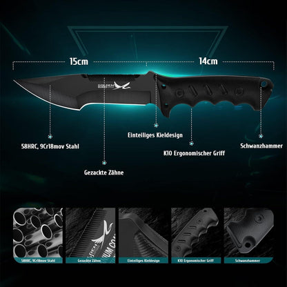 Survival Messer 2-in-1 mit Säge & Scheide – Jagd & Outdoor