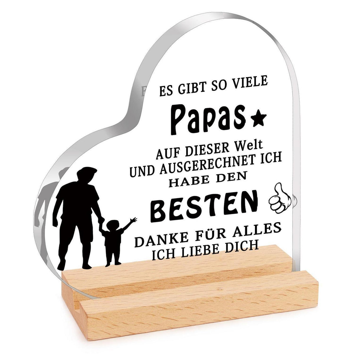 Acryl Dekoration Papa – Herzförmiges Geschenk Vatertag Geburtstag