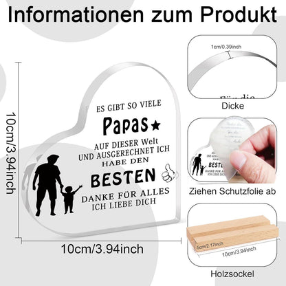 Acryl Dekoration Papa – Herzförmiges Geschenk Vatertag Geburtstag
