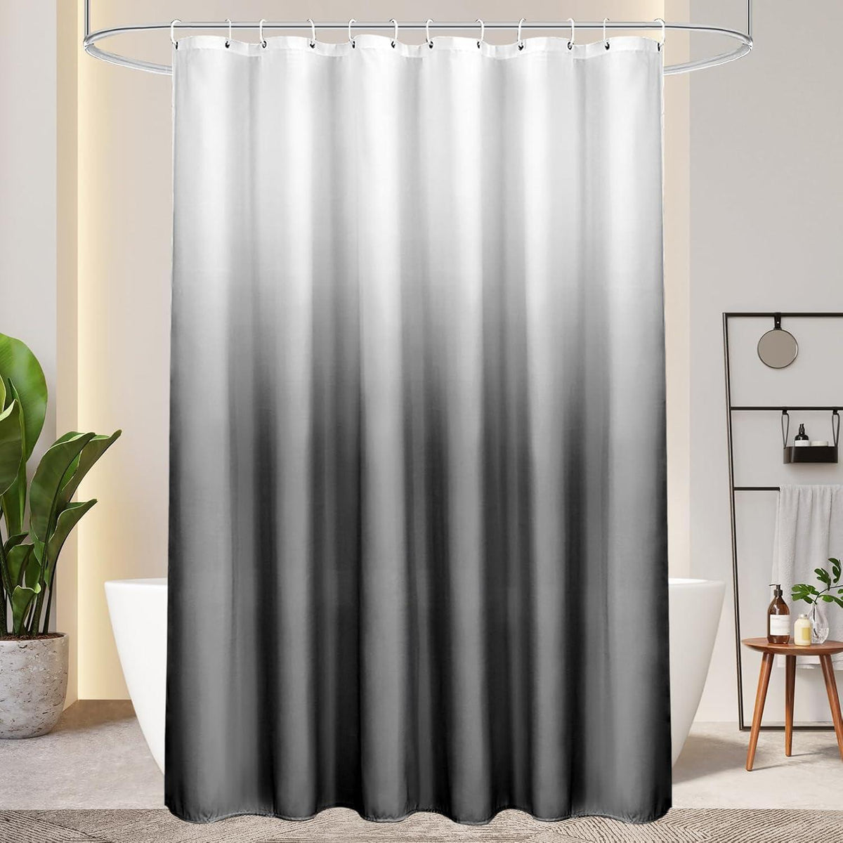 Duschvorhang Textil Grau 180x190cm Wasserdicht Waschbar Antischimmel