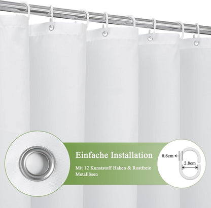 Duschvorhang Textil Grau 180x190cm Wasserdicht Waschbar Antischimmel