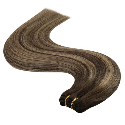 Echthaar Tressen Ombre Braun Blond 55cm 100g