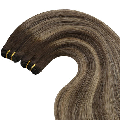 Echthaar Tressen Ombre Braun Blond 55cm 100g
