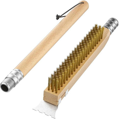 Pizzaofen Bürste Grillbürste Schaber Reinigungsbürste Stahlschaber Messing Holz