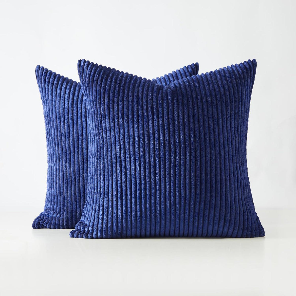 Blau Kordsamt Kissenbezüge 45x45 2er Set gestreift Dekokissen