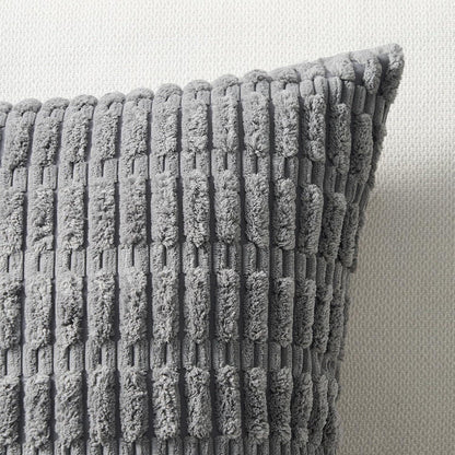 Topfinel 4er Set Kissenbezüge 60x60cm Grau Kordsamt für Sofa