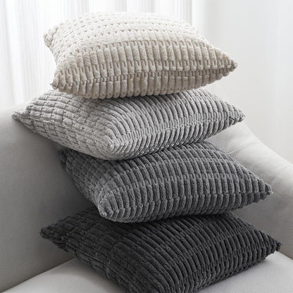 Topfinel Kissenbezug 60x60cm 4er Set Grau - Kordsamt Dekokissen Weich
