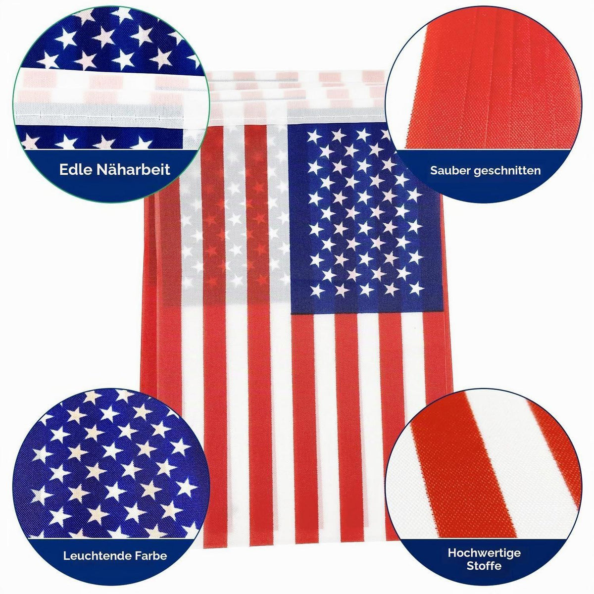 USA Wimpelkette 30 Flaggen – 4. Juli & WM Deko