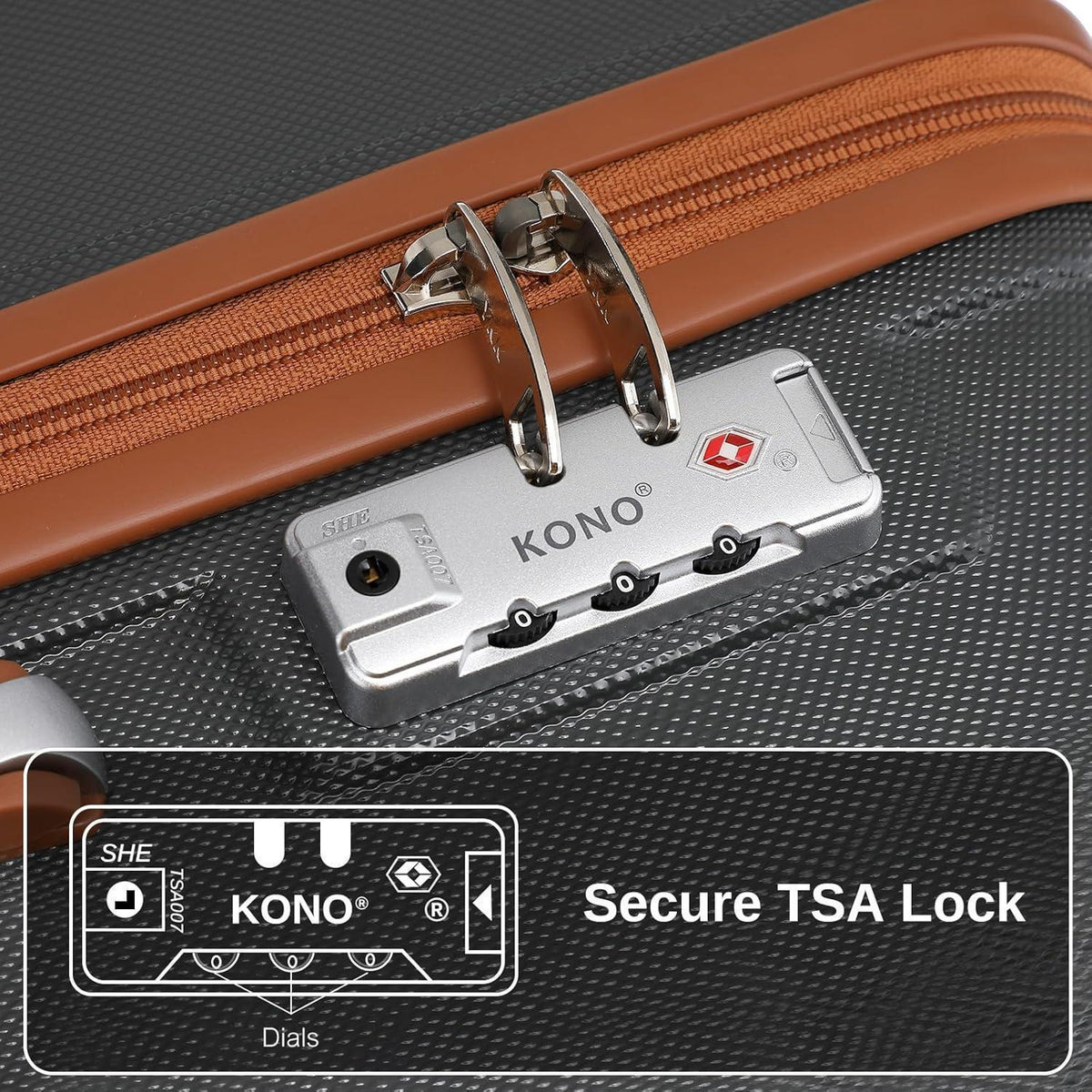 6-teiliges Kofferset mit TSA-Schloss & Spinner-Rädern Grau/Braun