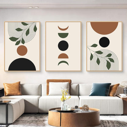 Abstraktes Poster Set 3er-Set Grün Wanddeko Wohnzimmer Schlafzimmer