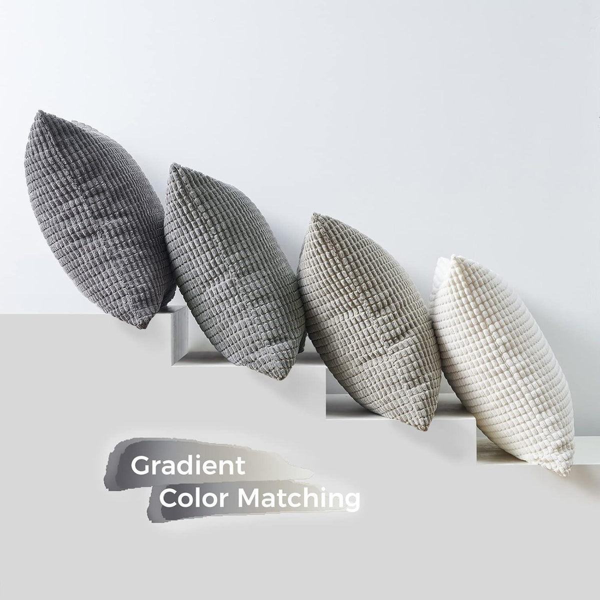 Kissenbezüge 35x35 cm Grau 4er Set Cord Farbverlauf