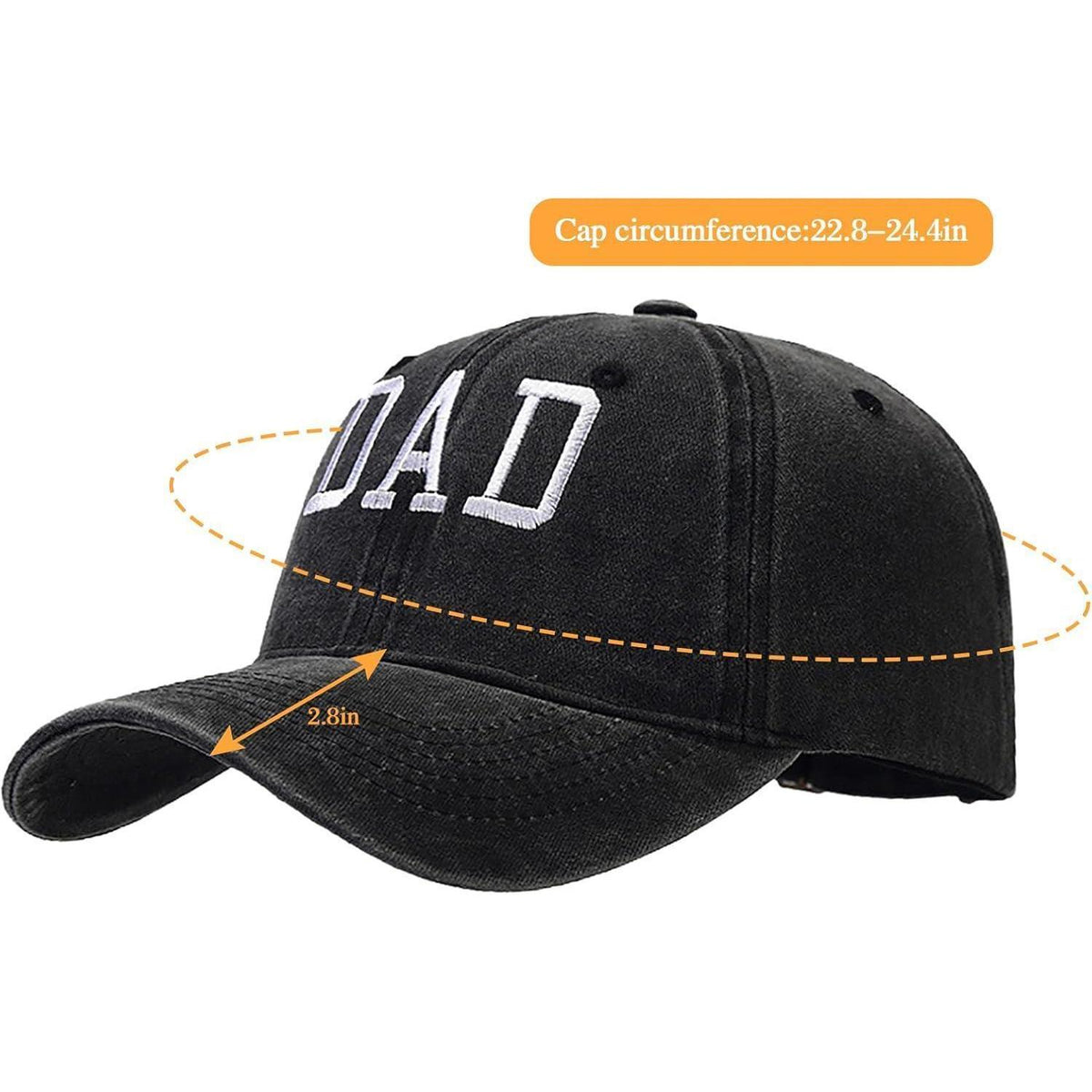 Vintage Baseball Cap Verstellbare Washed Papa Mütze Schwarz