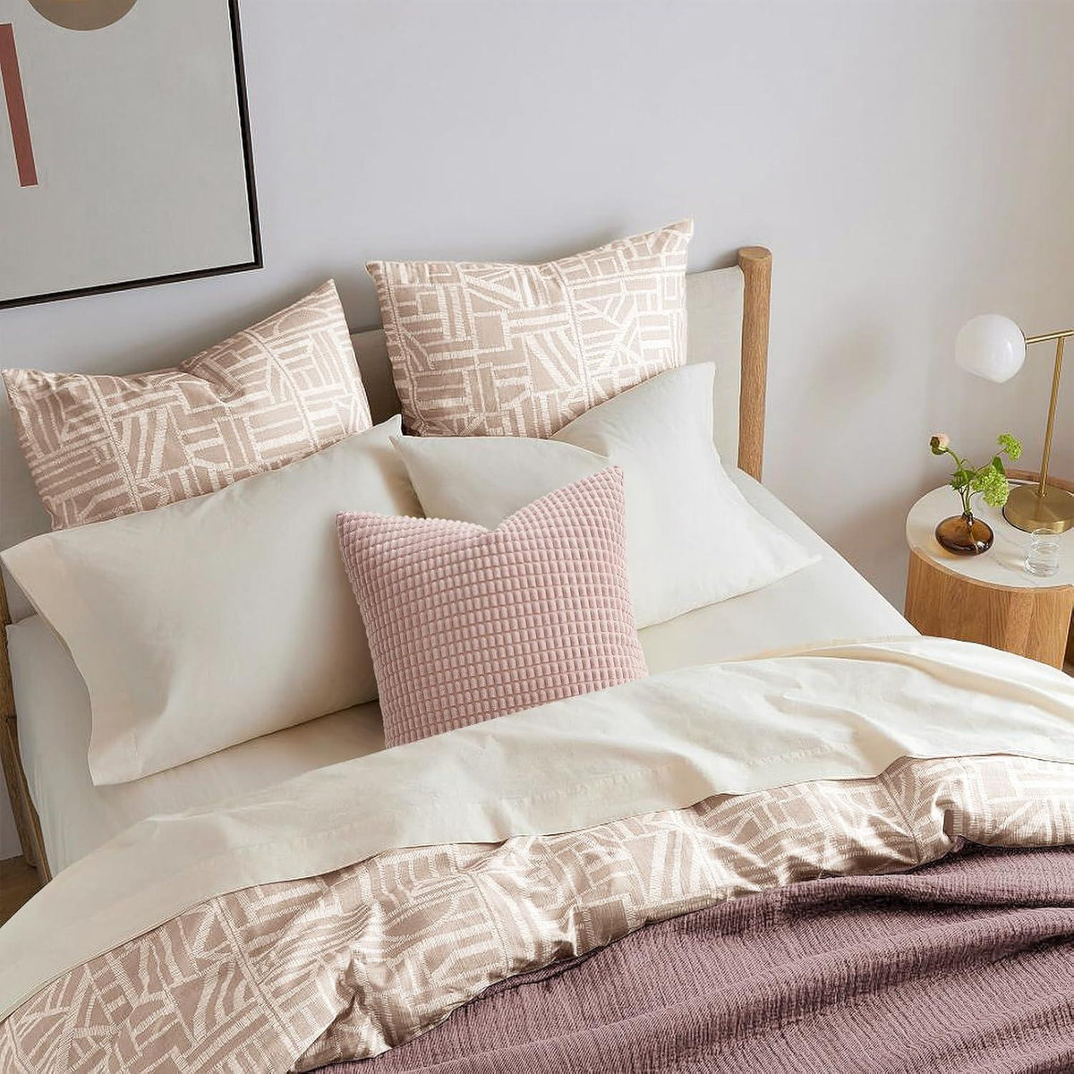 Kissenbezüge 45x45 Sakura Rosa 4er Set Cord körnig Dekokissen