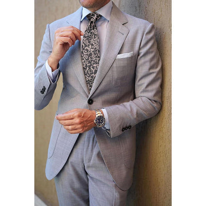 Herren Krawatte & Einstecktuch Set Grau Rosa Formell Hochzeit