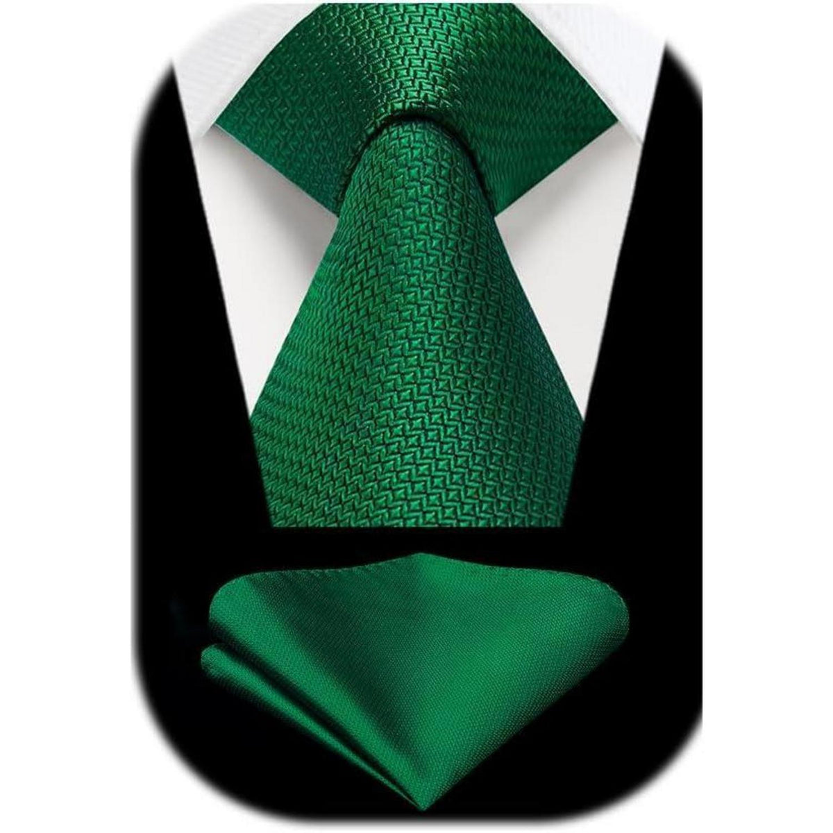 Herren Krawatte & Einstecktuch Set Grün Formell