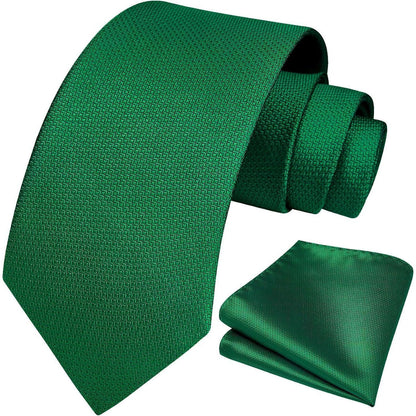 Herren Krawatte & Einstecktuch Set Grün Formell