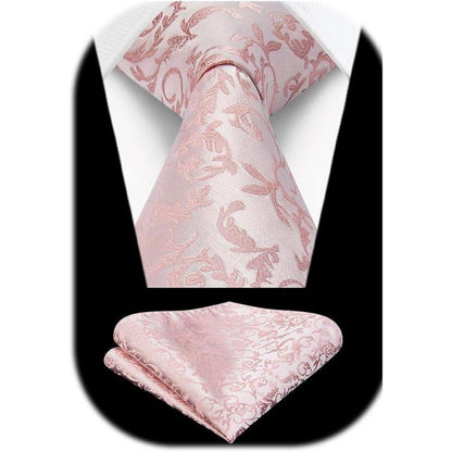 Herren Krawatte & Einstecktuch Set Bady-Rosa Formell