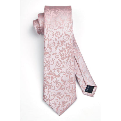 Herren Krawatte & Einstecktuch Set Bady-Rosa Formell