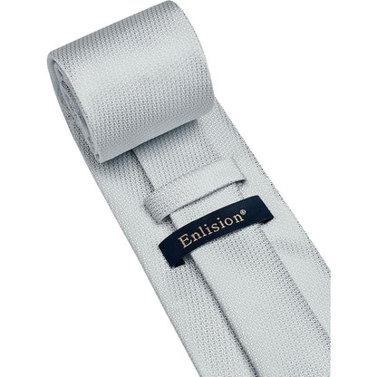 Herren Krawatte & Einstecktuch Set Silber Formell Hochzeit
