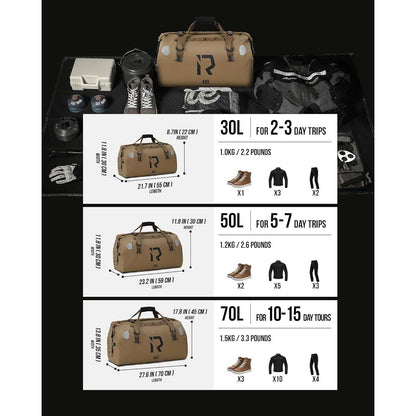 Wasserdichte Motorrad Gepäckrolle 50L – Braun