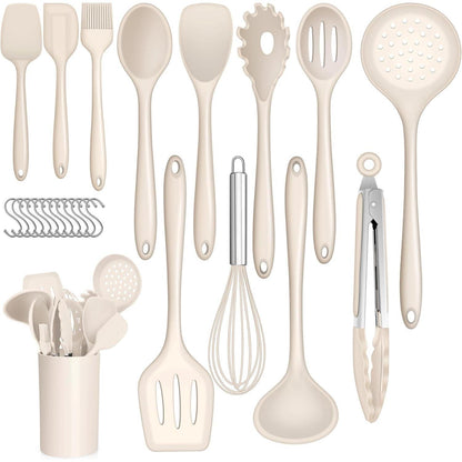 25-tlg. Silikon Küchenhelfer Set mit Haken & Behälter