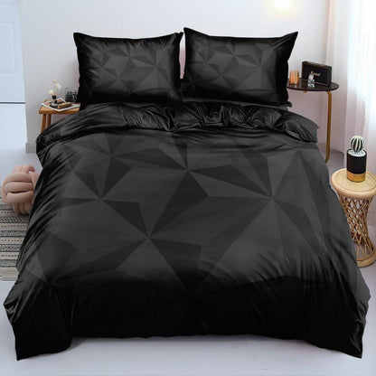 3D Geometrie Bettwäsche Set 135x200cm Schwarz Mikrofaser