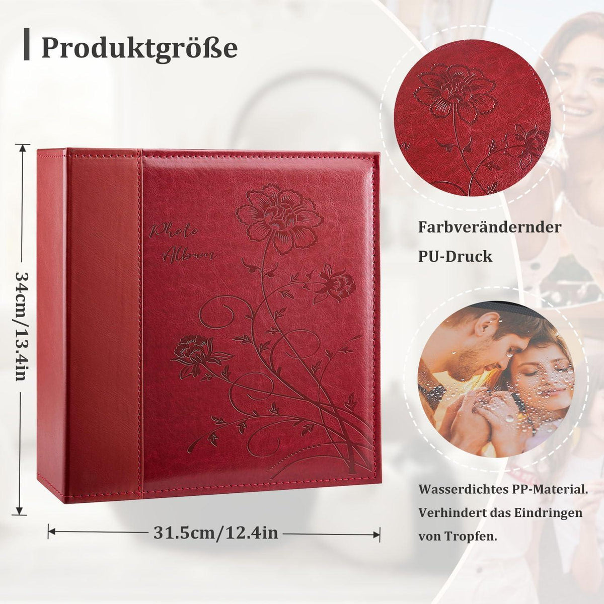 Fotoalbum 600 Fotos 10x15cm Rot in Lederoptik