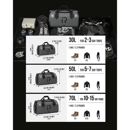 Motorrad Hecktasche 70L wasserdicht – Gepäckrolle für Touren