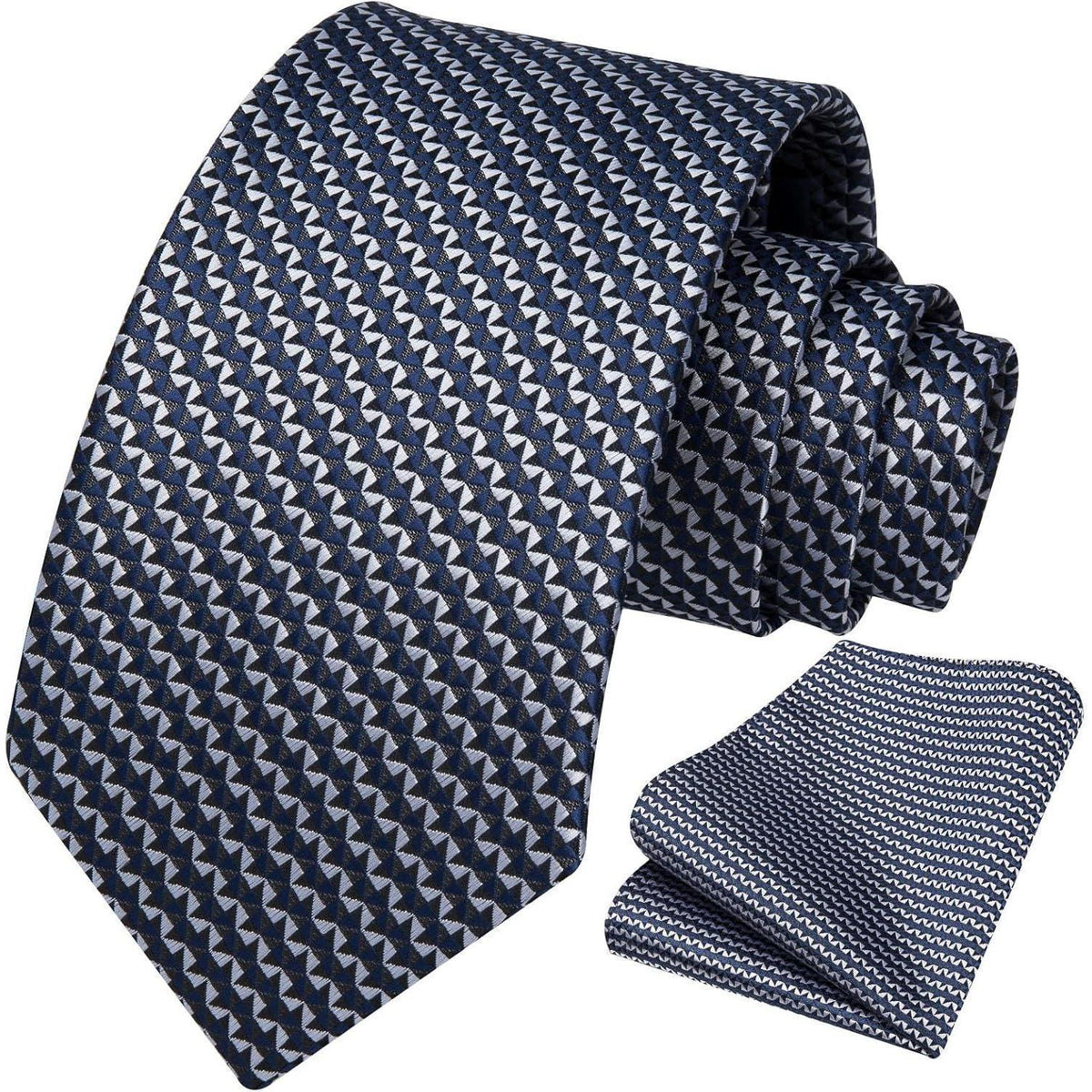 Krawatten-Set mit Einstecktuch für Herren, Dunkelblau