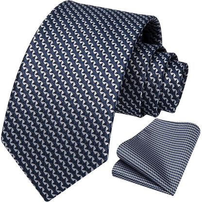 Krawatten-Set mit Einstecktuch für Herren, Dunkelblau