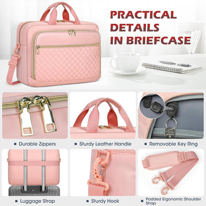 Laptoptasche 17,3 Zoll Damen Business Notebook Umhängetasche Rosa