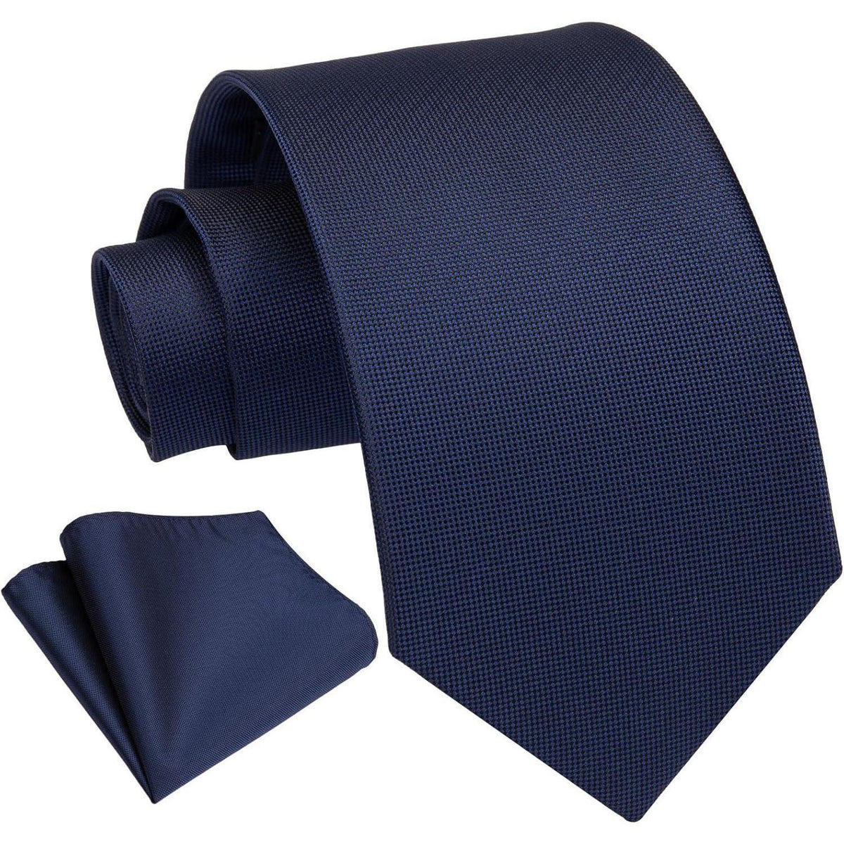 Herren Krawatten Set mit Einstecktuch, Navy Blau