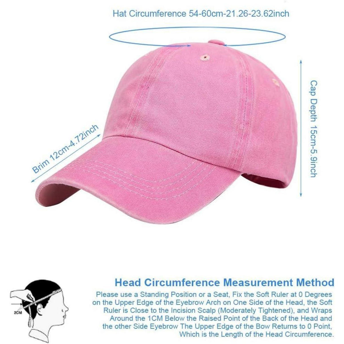 Retro Baseball Cap Unisex – Jeansblau mit Schirm